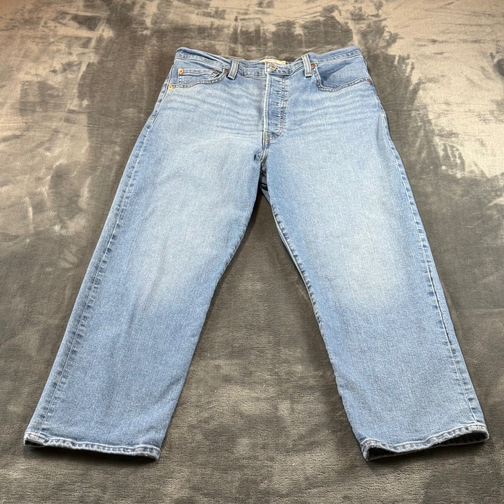 Levis Ribcage Straight Ankle Jeans W32 L27 Light Wash High Rise 72693-0165